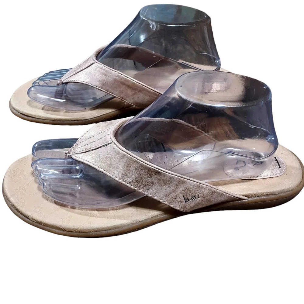 Boc 10 Sandals Shoes Flats Pink Metallic Comfort Woman Shoes. (0126)